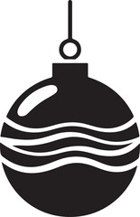 Black and White Christmas Ornament with Detailed Floral Patterns - Vector.