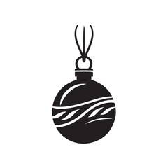 Isolated Christmas Ornament with Intricate Floral Patterns - Black and White.