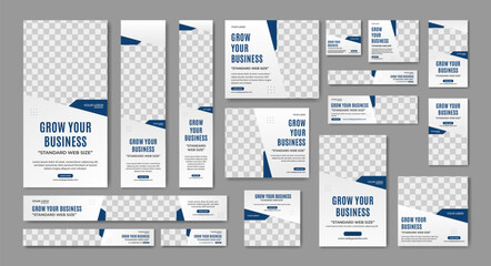 Business web banner templates with a modern blue and white color. Design layout concept
