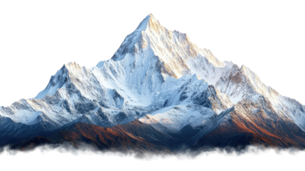 majestic mountain peaks with snow on white background
