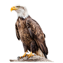 A large eagle is standing on a white background ,Bald Eagle, Haliaeetus leucocephalus, isolated on white background 