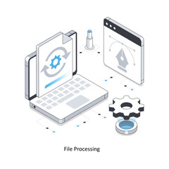 File Processing Isometric stock illustration. EPS File stock illustration