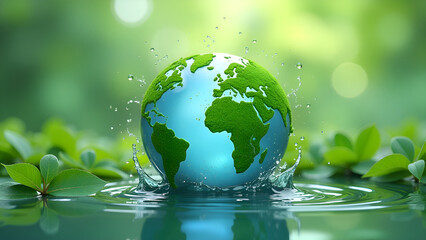 World Water Day in 2025. Eco-friendly waste recycling and saving our planet and the environment. Earth Day. Blurred background, shallow depth of field