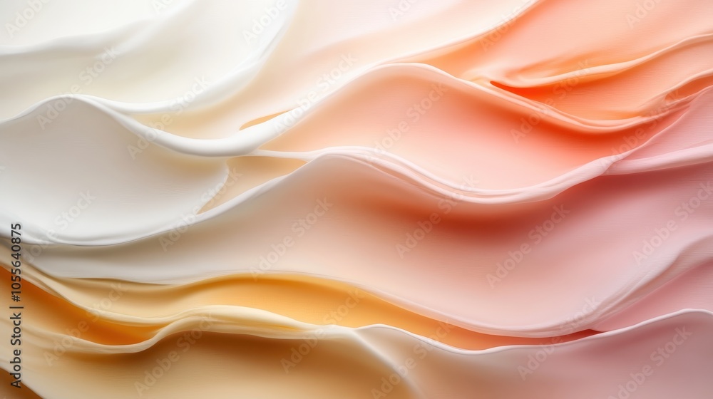 Poster silk fabric in soft pastels creates flowing layers, crafting an elegant and serene visual with textu