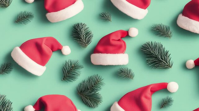 Christmas santa claus hat looping festive background