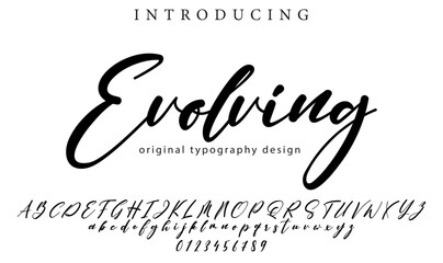 Evolving Font Stylish brush painted an uppercase vector letters, alphabet, typeface