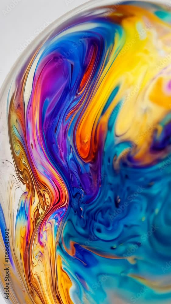 Poster captivating soap bubble displaying a spectrum of changing colors