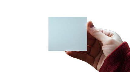 Fototapeta premium hand holding blank business card on white background