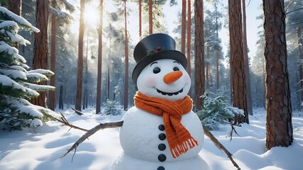 Ultra-realistic snowmen in picturesque winter landscapes, capturing cozy charm and festive details, from serene mountain slopes to frosty forests. AI-generated.

