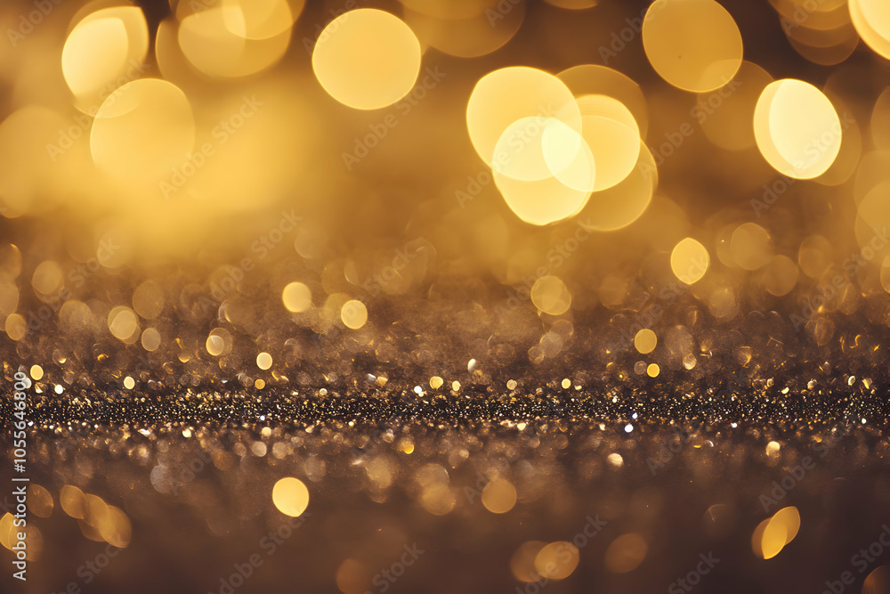 Poster a blurred background of golden bokeh lights creating a festive and elegant atmosphere.