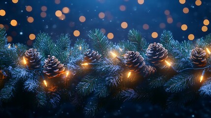 Enchanting pine cones and twinkling lights for a magical christmas atmosphere