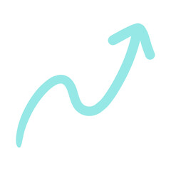 上下しながら上昇する矢印（水色）