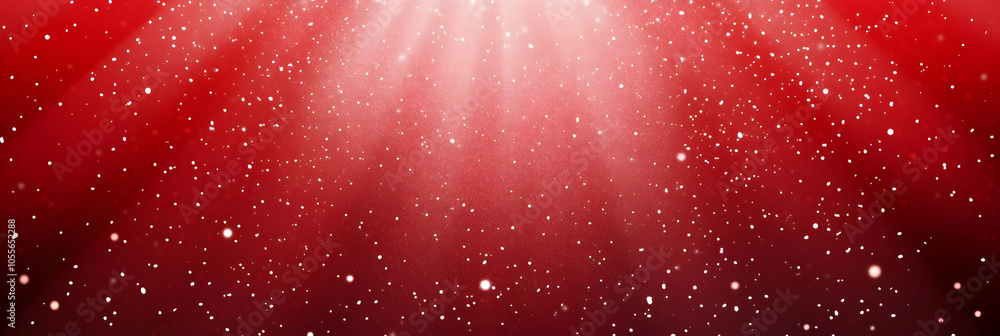 Poster a vibrant red background with sparkling particles, creating a dreamy, cosmic atmosphere.