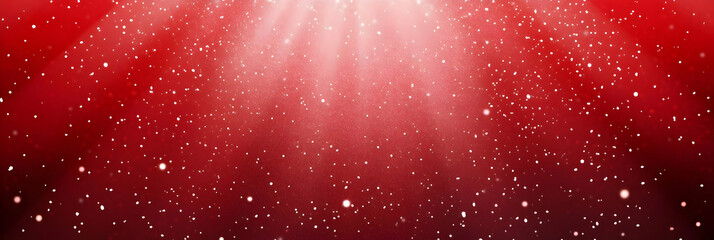 A vibrant red background with sparkling particles, creating a dreamy, cosmic atmosphere.