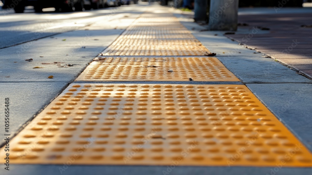 Poster textured sidewalk for the visually impaired, representing accessibility with space for national day 