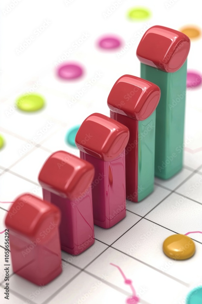 Aufkleber colorful bar graph illustrating growth and analysis with bright markers and abstract background, rep