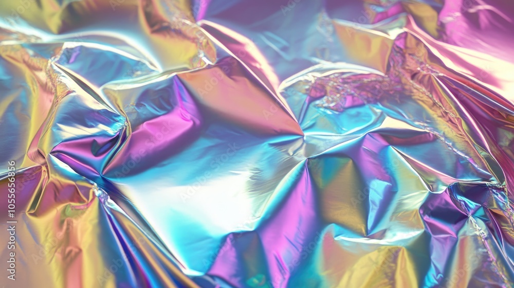 Poster iridescent shimmering foil featuring a dynamic interplay of light and colors