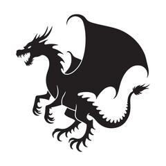 Majestic Black Dragon Silhouette in Flight