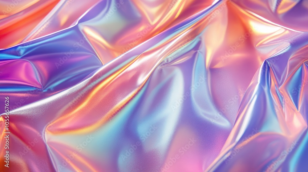 Poster iridescent shimmering foil featuring a dynamic interplay of light and colors