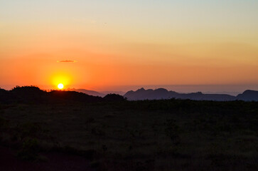 Sunset in the mountains of the state of Minas Gerais in Brazil