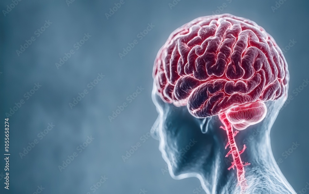 Poster a conceptual illustration of a human brain with neural connections, symbolizing cognition, thought p