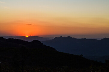 Sunset in the mountains of the state of Minas Gerais in Brazil