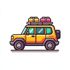 Naklejka premium Colorful Car Icon for Travel and Adventure