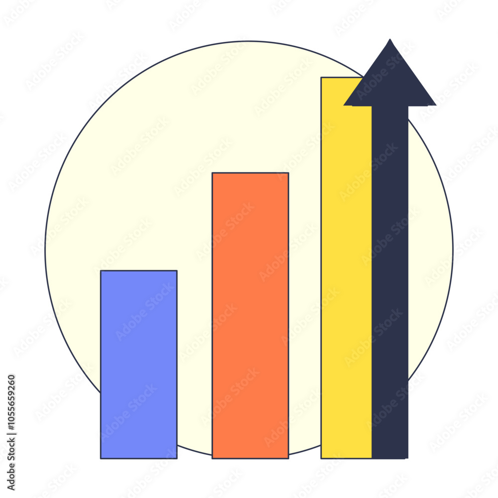Poster ascending bar chart with an upward arrow symbolizing growth.