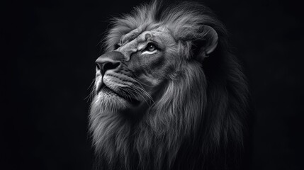 Fototapeta premium Monochrome studio portrait of a majestic and powerful lion
