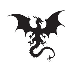 Majestic Black Dragon Silhouette in Flight
