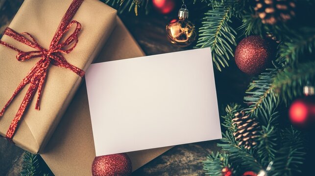 Blank white card and envelope mockup for Christmas card design template