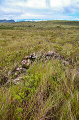 Ruins of an ancient indigenous cemetery built with stones protecting the tombs of an ancient tribe in the state of Minas Gerais, Brazil