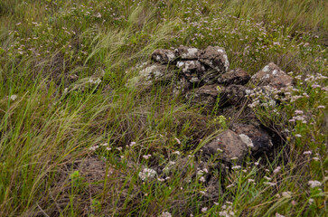Ruins of an ancient indigenous cemetery built with stones protecting the tombs of an ancient tribe in the state of Minas Gerais, Brazil