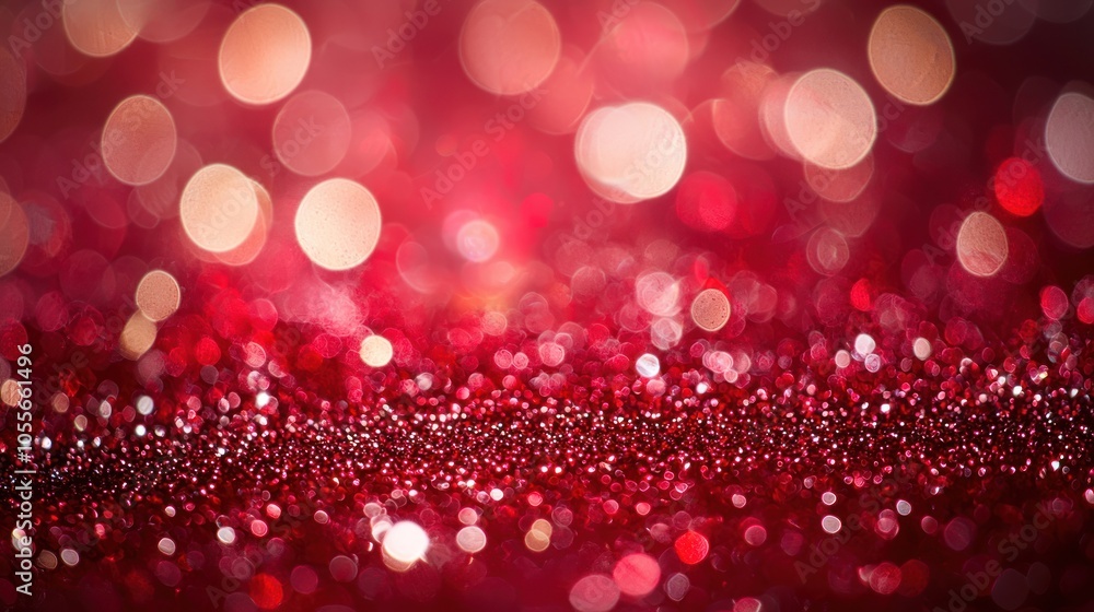 Poster abstract red glitter with bokeh background