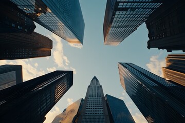 Modern Skyscrapers Captured from Ground Perspective