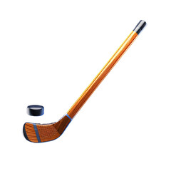 Hockey stick, icon in emoji style. 3D rendering. Octane rendering. High quality. High resolution.