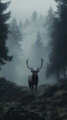 Majestic Elk with Large Antlers in Natural Habitat