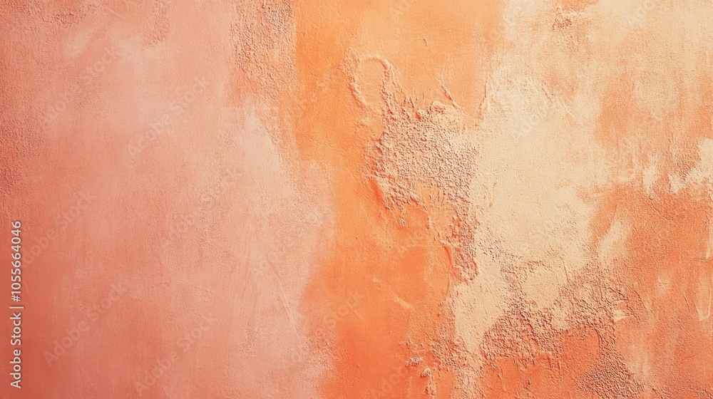 Poster trendy peach fuzz color concept featuring a grunge wall texture background includes selective focus 