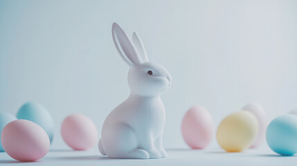 Decorative easter bunny silhouette with pastel easter eggs for spring celebrations