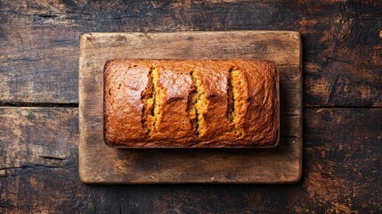 Fototapeta premium Pumpkin Bread Loaf on a Rustic Wooden Board Freshly Baked Treat