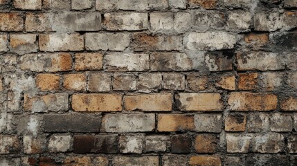 Naklejka premium Weathered brick wall with a grunge texture showcasing a rustic aesthetic