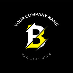 Modern cut style B letter vector logo design

