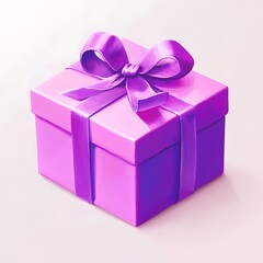 Obraz premium Cartoon gift box tied with a ribbon in a vibrant color on a white background.