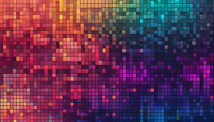 A colorful pixel background arranged in a three-dimensional style reflecting fun and modernity.