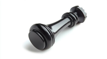 Black king chess piece engaged in battle isolated against a white background with a clipping path for easy integration