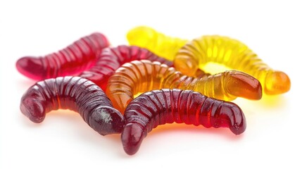 Naklejka premium Gelatine Jelly Gum Isolated On White Worms