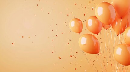 Vibrant light orange background adorned with cheerful balloons perfect for celebrating a joyful birthday