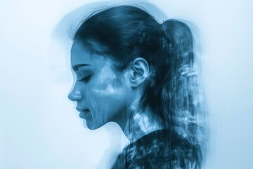 Blue-Toned Portrait of a Woman with Anxiety