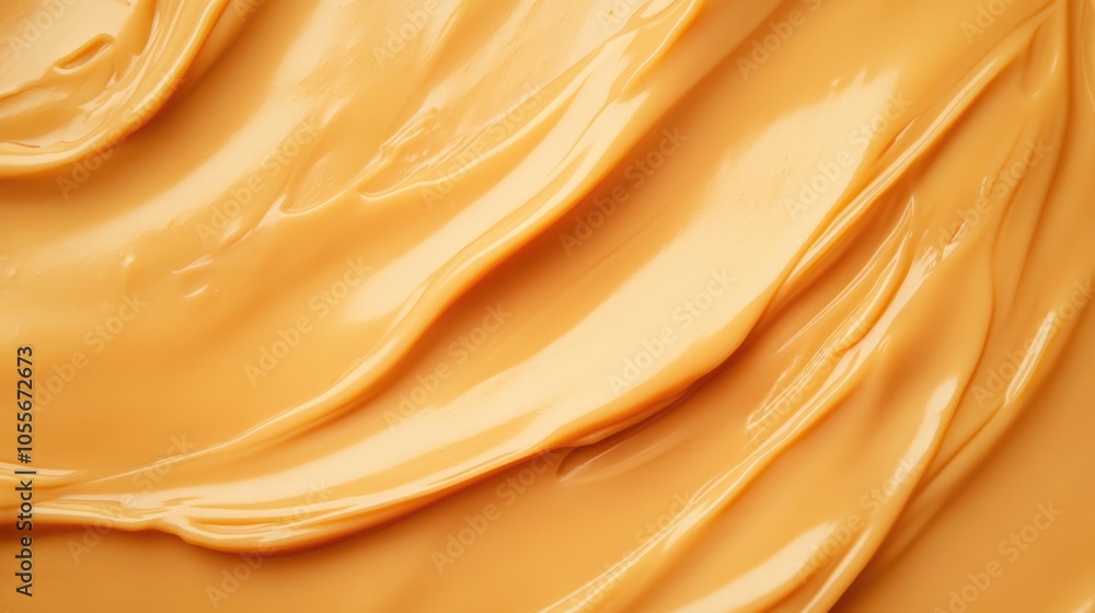 Poster Above view of a smooth dulce de leche texture creating an inviting and rich background for various design purposes