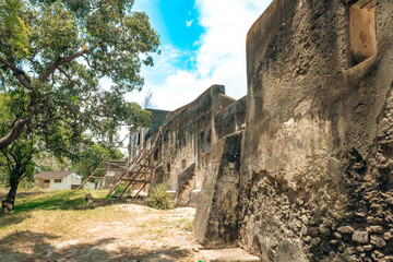 Scenic view of the Old Fort - An abandoned historical building in Old Stone Town, Bagamoyo, Tanzania